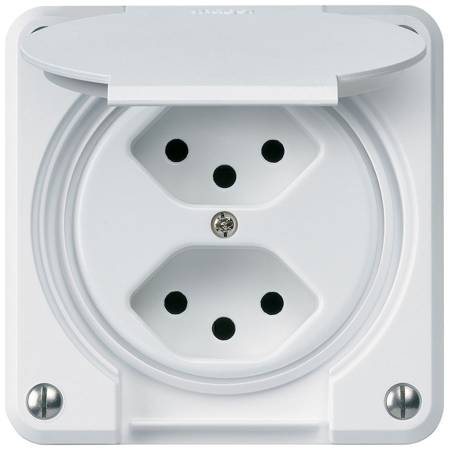 Presa INC robusto 2×tipo 13 bianco per combinazione