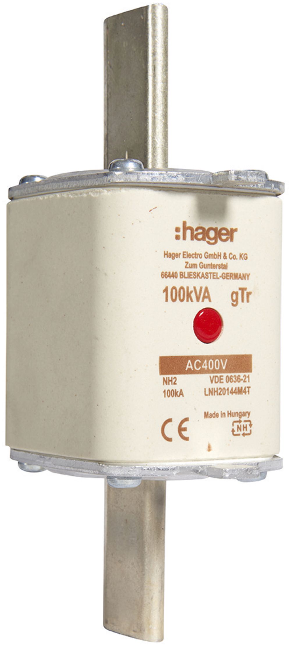 Fusible HPC Hager NH2 400VAC 144A 100kVA gTr avertisseur central inoxydable