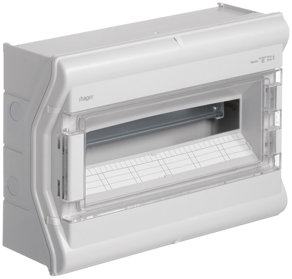AP-Kleinverteiler Hager vector 1-reihig 18TE IP65 418×302×151mm