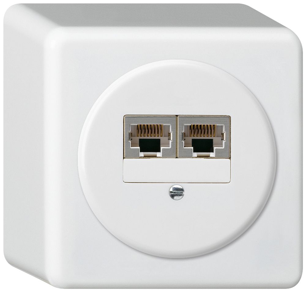 AP-Anschlussdose basico 2×RJ45s getrennt weiss