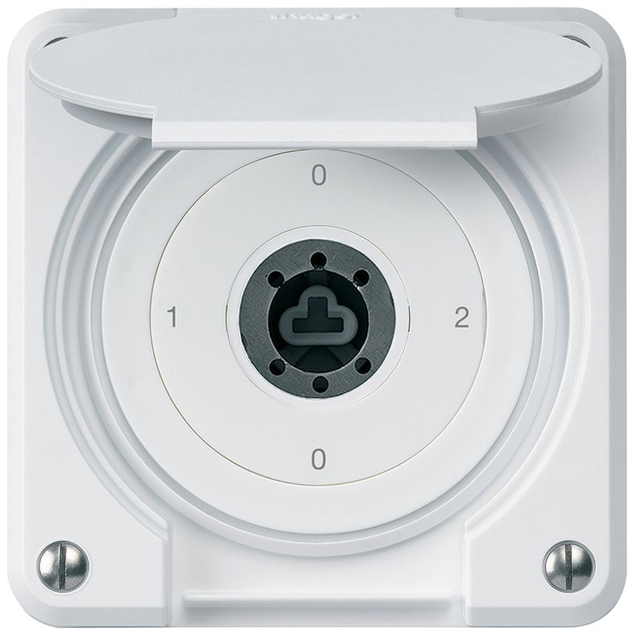 Interrupteur à clé ENC robusto IP55 avec clapet sans cylindre S2/1P blanc