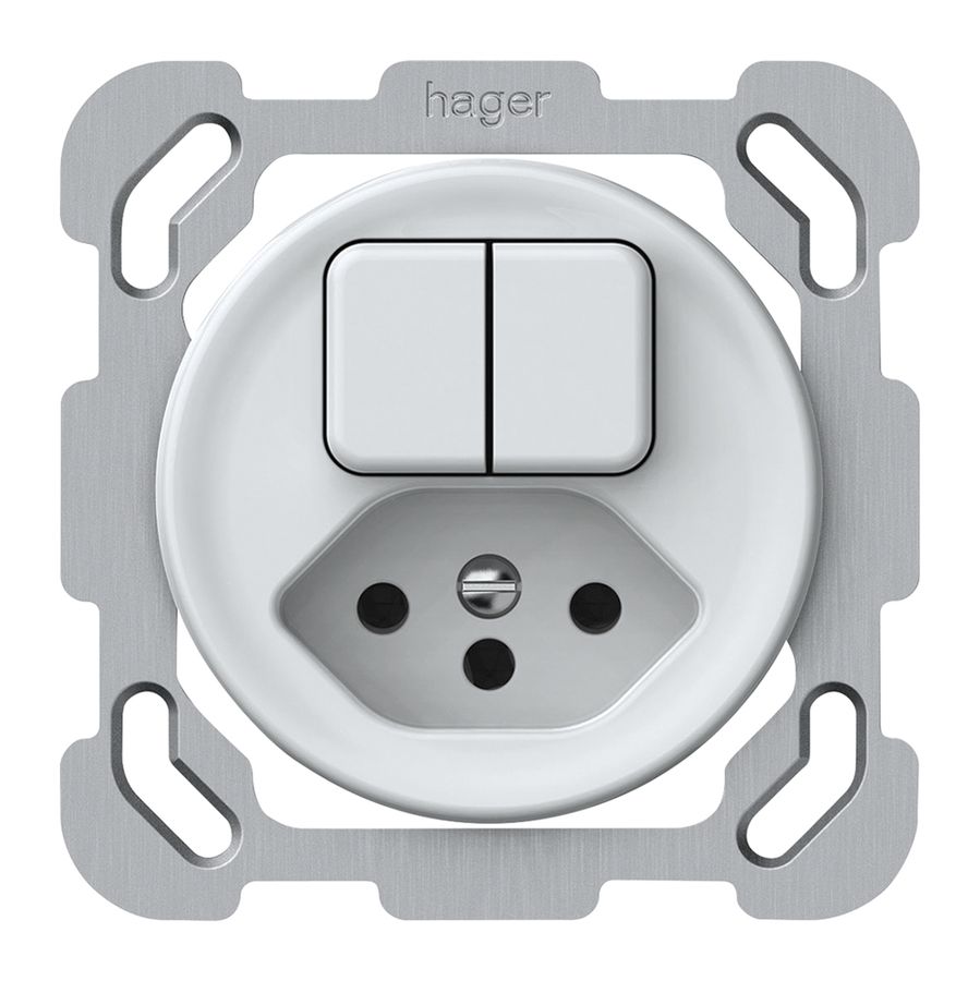 Combinaison ENC origin 2×touches 2CO+T13 1P 0<1 10A 230V 77×77mm blanc