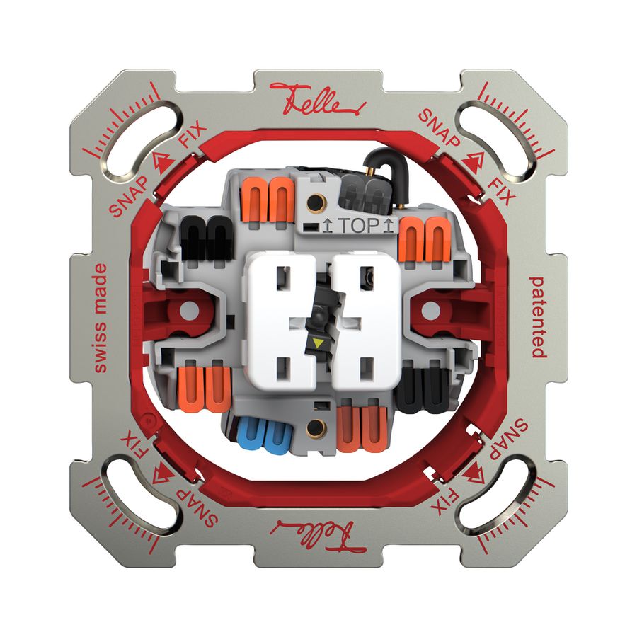 Interruttore a pulsante lum.INC Feller SNAPFIX® luce&venti 3/3/1L KS gi