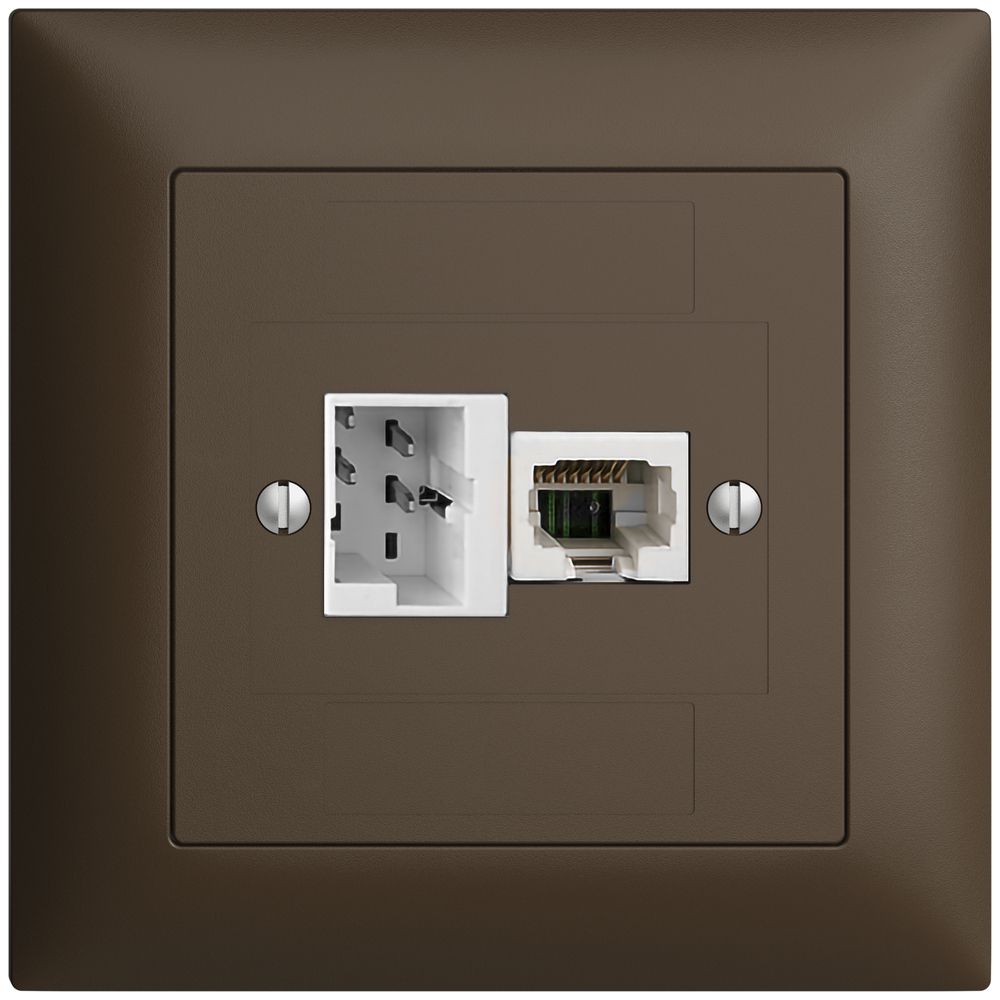 UP-Anschlussdose 1×TT,1×RJ45/u 4P EDIZIOdue coffee ITplus ITM