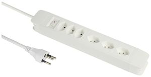 Steckdosenleiste PRINCIPIO 3×Typ 13 horiz.3×Typ 13 vert.Kabel 5m Schalter weiss