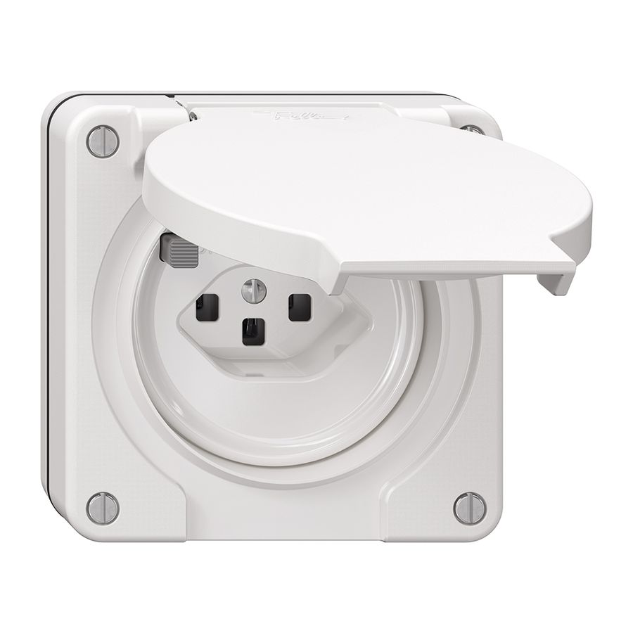NUP-FI-Steckdose NEVO, 30mA, Typ 23, mit Anschlussklemmen, weiss