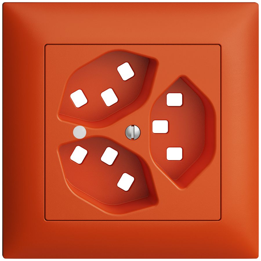 UP-Frontset EDIZIOdue orange 88×88mm 3×T23 mit Linse