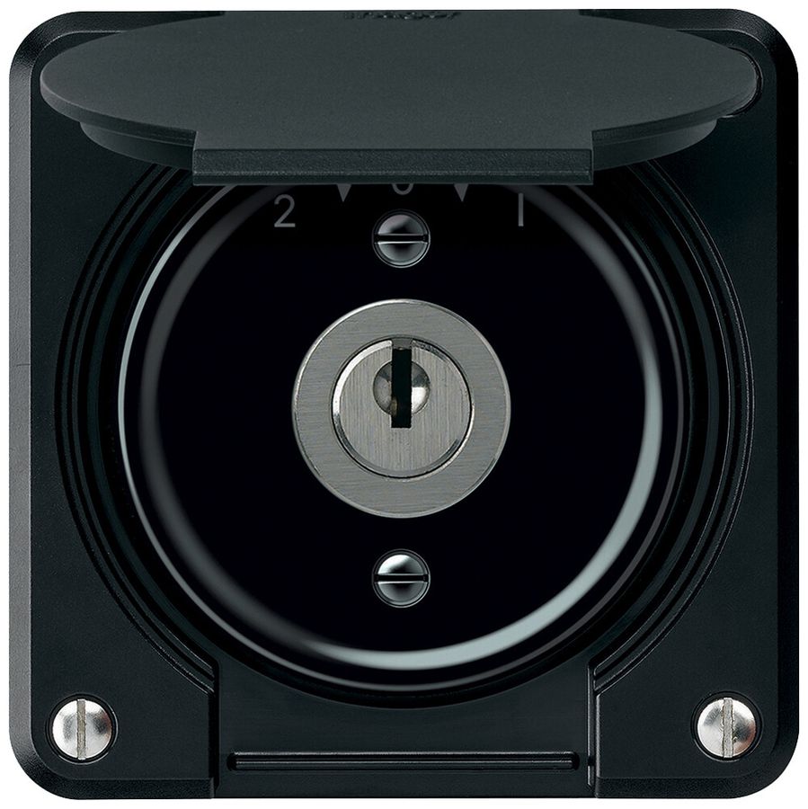 Contact pivotant à clé ENC robusto 1P 2NO 2CO 20A 250V 86×86mm noir