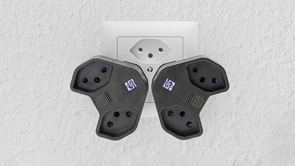 Spina multipla A. Steffen MANTA 10A 2×T13 + 1×USB-C PD nero