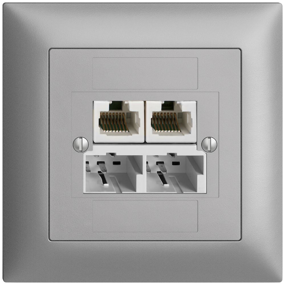 Boîte ENC SOHO 2×TT/2×RJ45/u sép.ITplus EDIZIOdue silver
