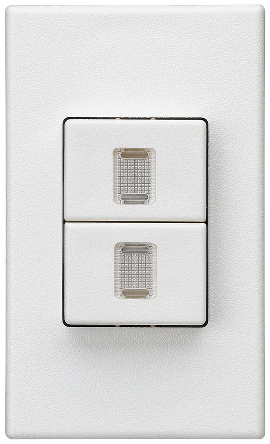 Interruttore a pulsante 2× AMD Hager FLF 10A/250V 3/1L illuminato bianco