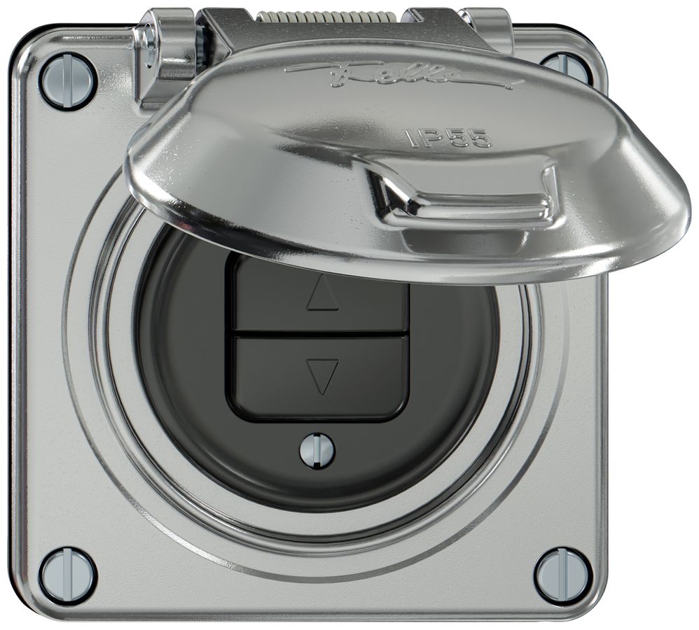 Storentaster ELEMENT 1P 2 Tasten mit Deckel aluminium