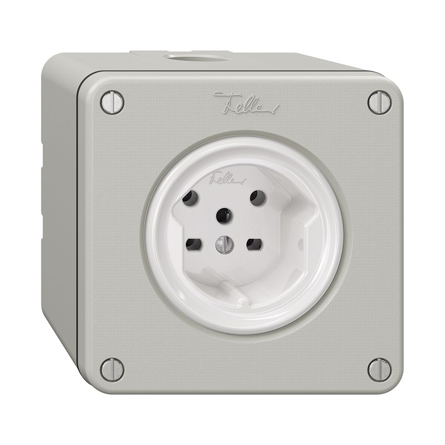 NAPU-Steckdose NEVO, 1×T15, lichtgrau