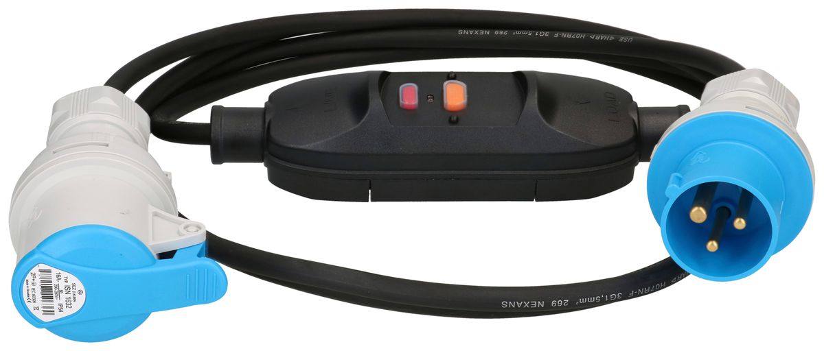 Rallonge MH CEE16 avec FI 30mA Typ A 3×1.5mm² 3m noir