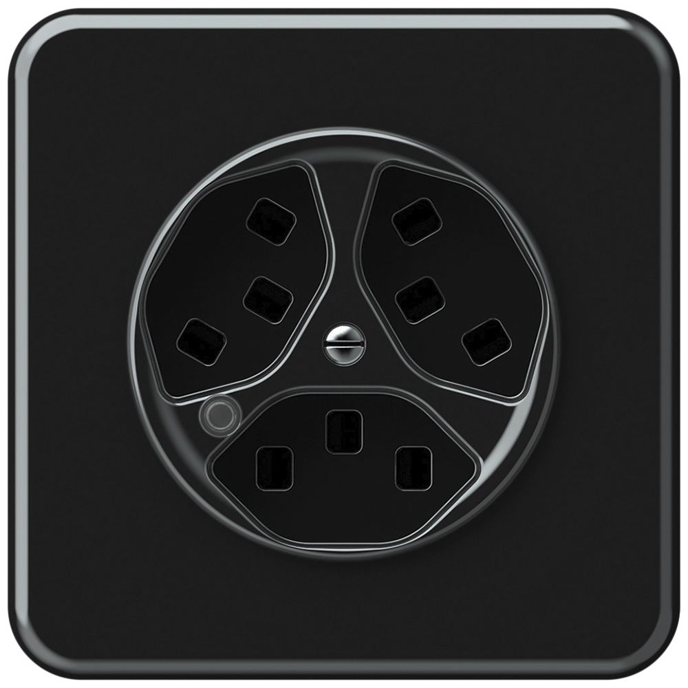 UP-Steckdose origin 3×Typ 23 bel.grün 16A 230V 92×92mm schwarz