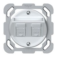 Scatola di raccordo INC origin 2×RJ45 8(8) cat.6 obliquo 77×77mm bianco