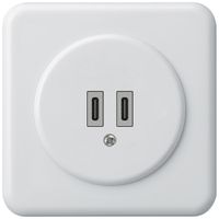 Presa di carica USB INC Hager basico C-C 20W 5V 86×86mm bianco