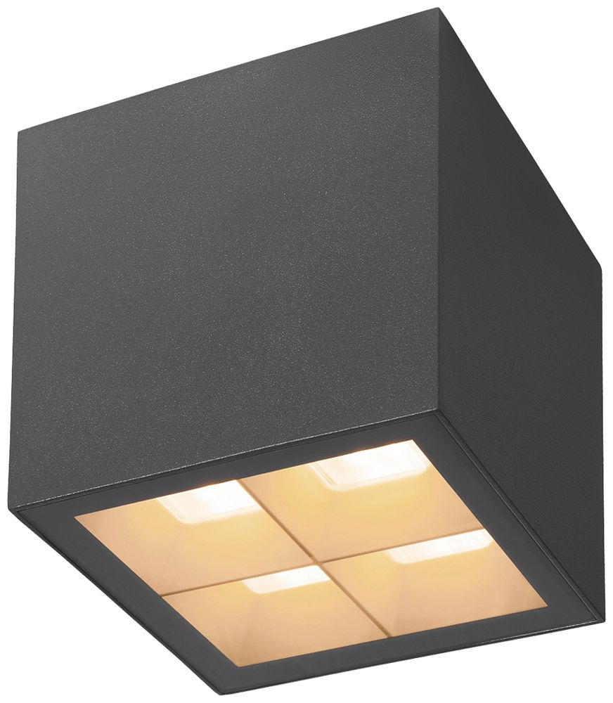 LED-Deckenleuchte SLV S-CUBE 15W 1000lm 827/830 IP65 DIM 95×95mm anthrazit