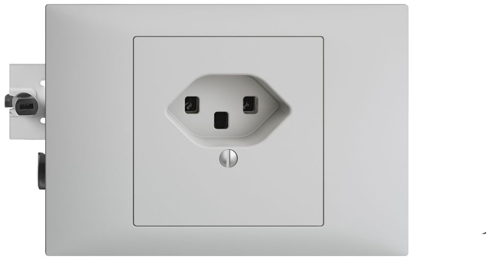 EB-Steckdose EDIZIOdue T23 16A hellgrau 53mm, Schraubklemme