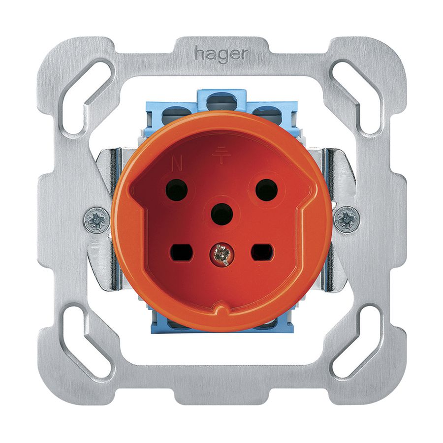UP-Steckdose HA basico Typ 15 mit Befestigungsplatte mit Steckklemmen orange