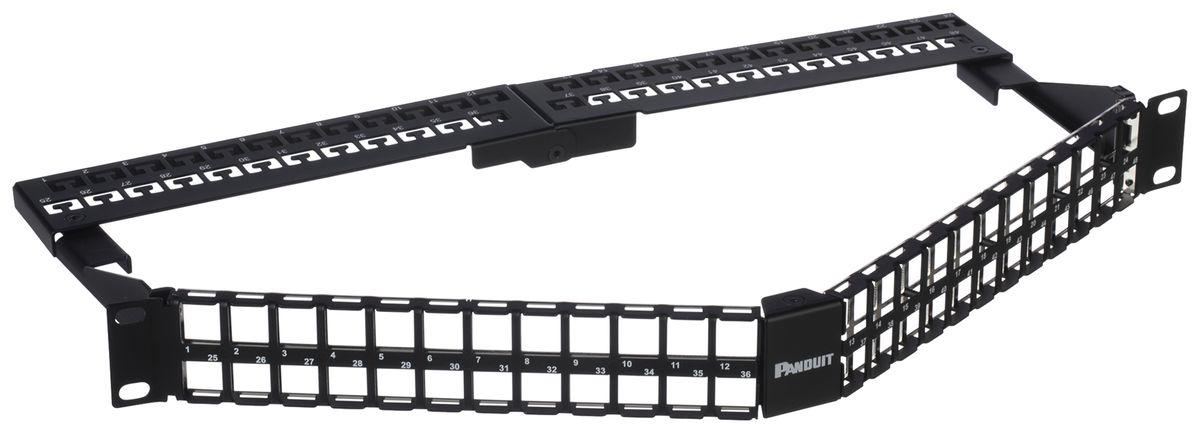 Patchpanel Panduit 48-Port Keystone 2HE, abgewinkelt, schwarz