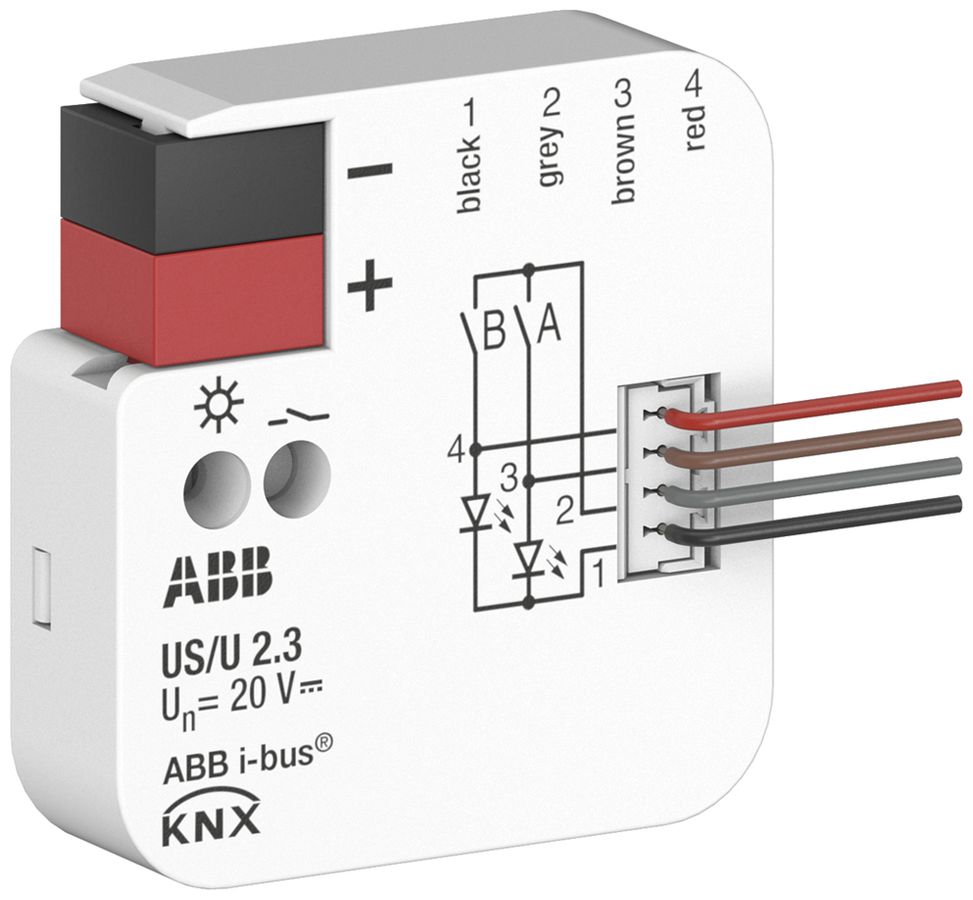 EB-Ein-/Ausgangs-Modul KNX ABB US/U2.3 2-Kanal 20VDC 40×39×12mm