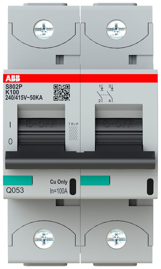 Leitungsschutzschalter ABB S802P-K100 2P 400V K-100A 50kA 3TE
