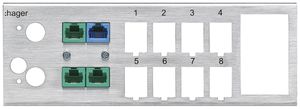Basismodul Hager HMS 8×RJ45 Keystone, TV-/Sat, DSL, FLF Gr.I, grau