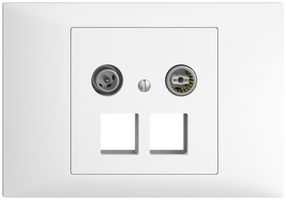 Presa multimedia 11dB INS Edue BKE, presa terminale/passaggio 2×RJ45 Keystone bi