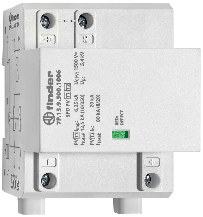 Parasurtension FINDER 7P.13 type 1+2 1500VDC 1C 6.25kA 5.4kV 3UM