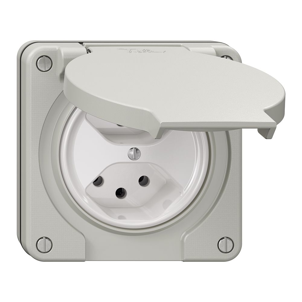Prise NUP NEVO, 2×T13, IP21, gris clair