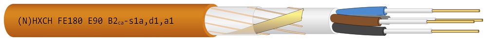 Sicherheitskabel (N)HXCH FE180/E90 3×2.5 + 2.5mm² 3L + PE orange B2ca