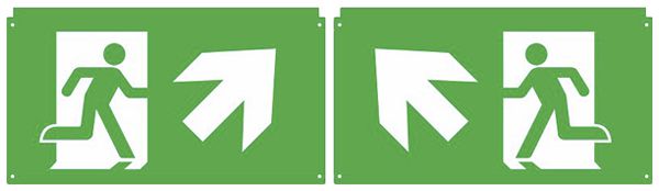 Piktogramm-Set DOTLUX EXITflip Pfeil diagonal links/rechts oben 2Stk