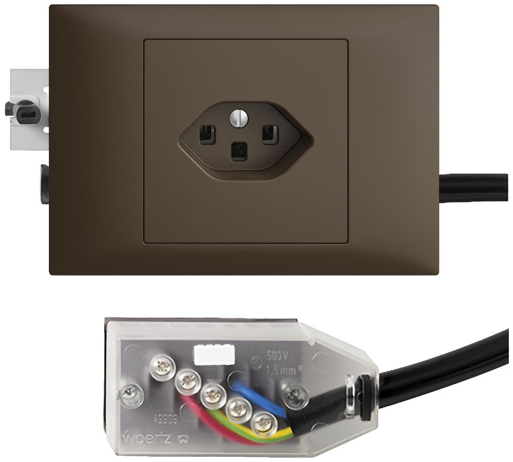 Prise INC EDIZIOdue T23 L3 coffee 45…69mm pour câble plat Technofil