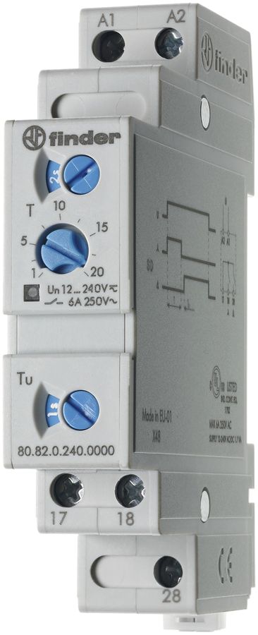 REG-Zeitrelais Finder 80.82, 2S 6A 24…240VAC/DC Stern-Dreieck-Relais