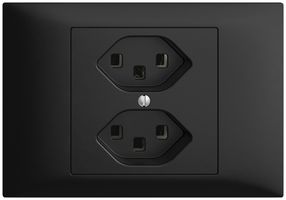 EB-Steckdose 2×T23 16A EDIZIOdue schwarz, mit Steckklemmen