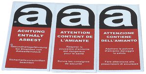 Warnaufkleber Bugnard 90×230mm kleben rot Asbest deutsch