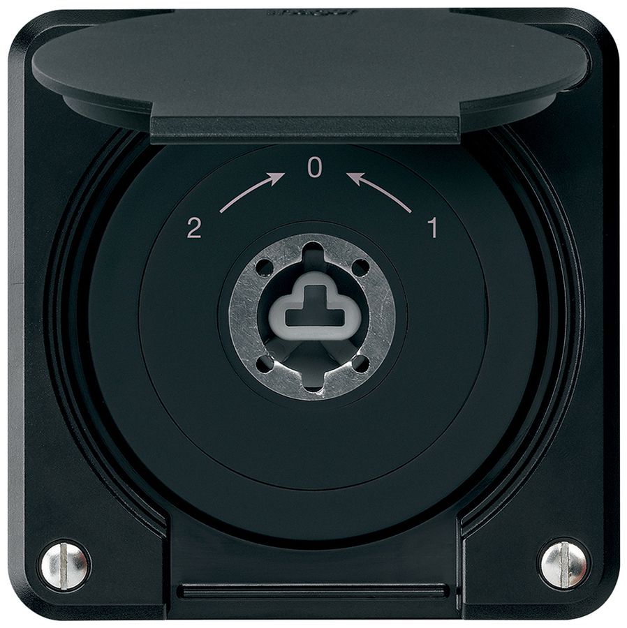 Contact pivotant à clé ENC robusto IP55 noir avec clapet sans cylindre invers.