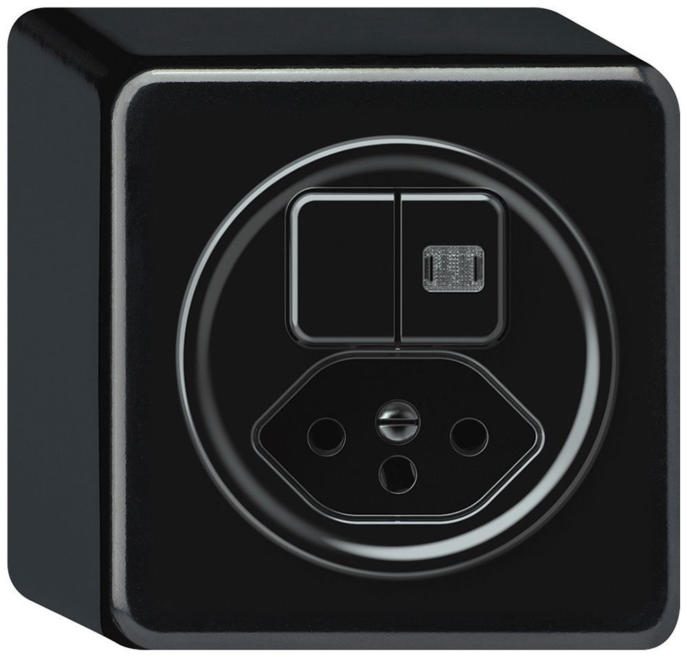 AP-Kombination origin 2×Tasten bel.2CO+T13 1P 0<1 10A 230V 88×88×54mm schwarz