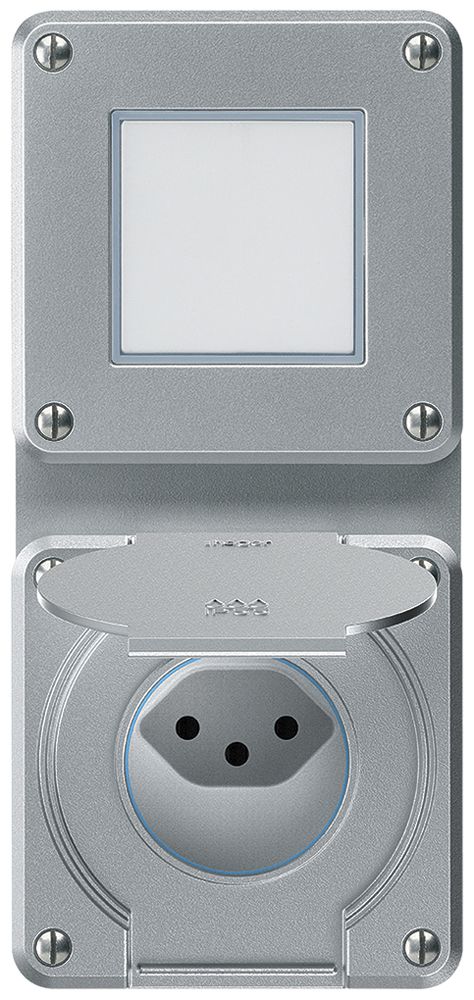 Combinazione INC robusto 2×1, interruttore schema 3/presa T13 IP55 alluminio