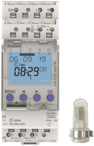 Interruttore crepuscolare Theben LUNA 121 top3 RC AL, 1-canale con minutoria