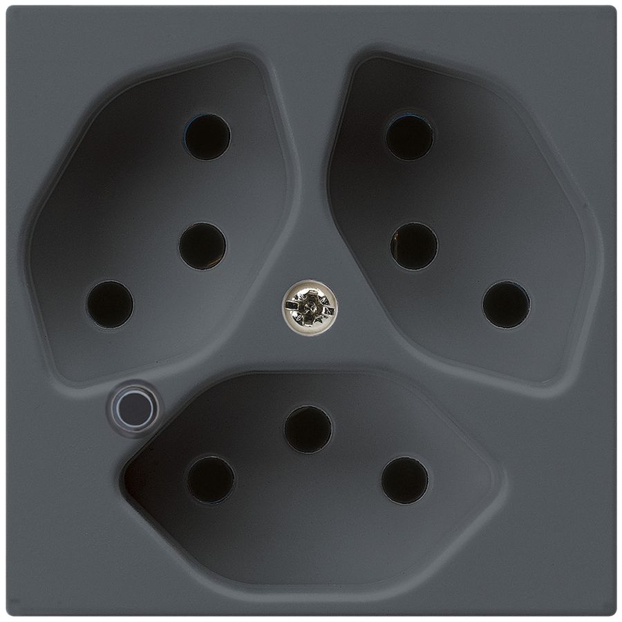 Steckdose Hager kallysto 3×T13 beleuchtet A anthrazit