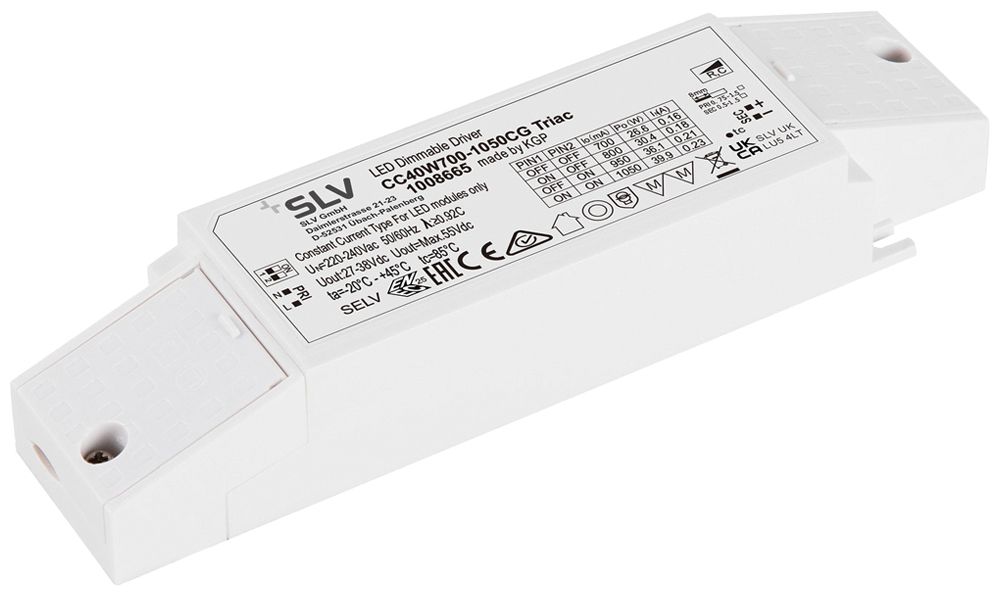 Alimentation LED SLV 26.6…39.9W 27…38V 700…1050mA VAR 172.3×44×30mm