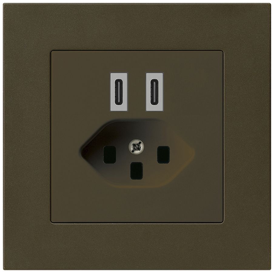 Prise de charge USB ENC Hager kallysto.pro C-C 20W+T23 5V 94×94mm brun