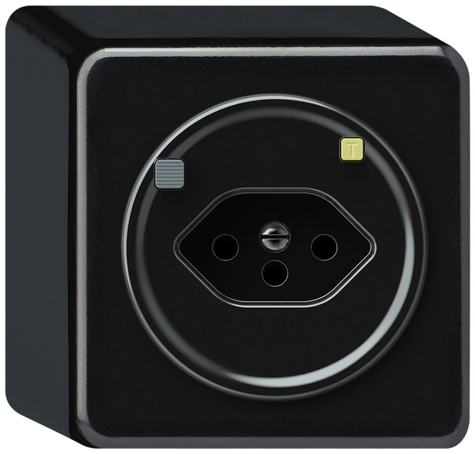 AP-Steckdose FI origin 1×Typ 13 30mA 10A 230V 88×88×54mm schwarz