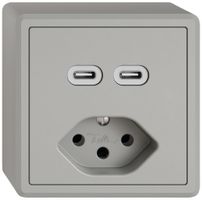 AP-USB-Ladesteckdose EDIZIO.liv SNAPFIX® USB C+C/T13 3A 230VAC hgu