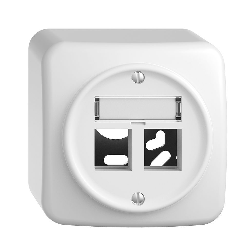 Kit montaggio AP Sdue, uscita dritta per 2×Keystone bianco