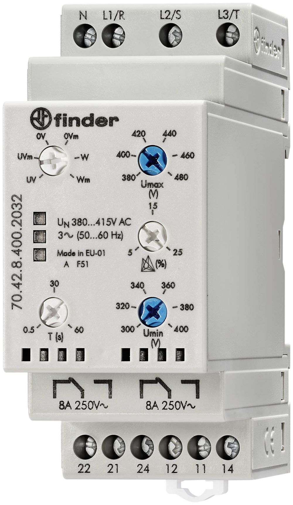 Relais surveillance réseau AMD 3L 380…415VAC 2C 6A