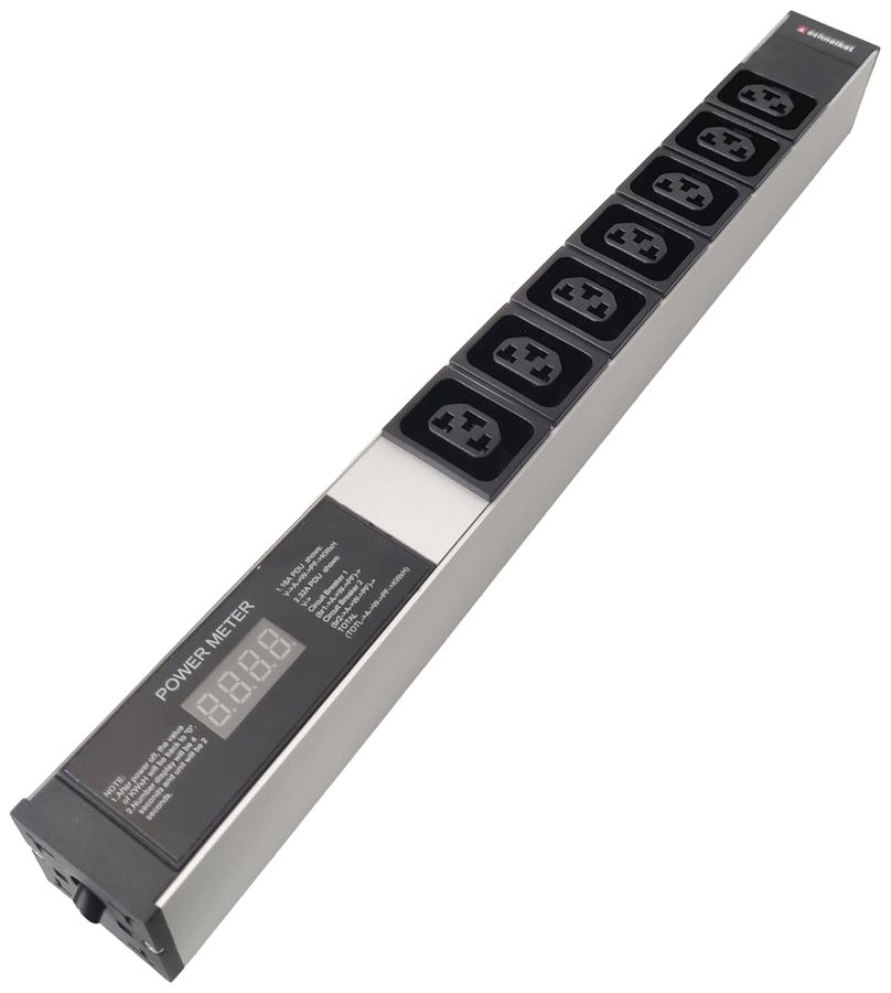 Prise multiple 19" PDU-Line 7×IEXC13/C19 affichage 3m embout de câble 1UH noir