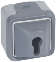 AP-Drehschalter PLEXO 1-0-2 mit Sicherheitsschloss grau